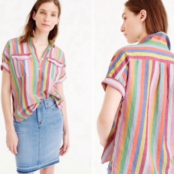 Jcrew striped pop over top - Picture 1 of 7
